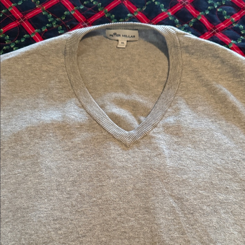 Peter Millar Classic Gray V-Neck Sweater